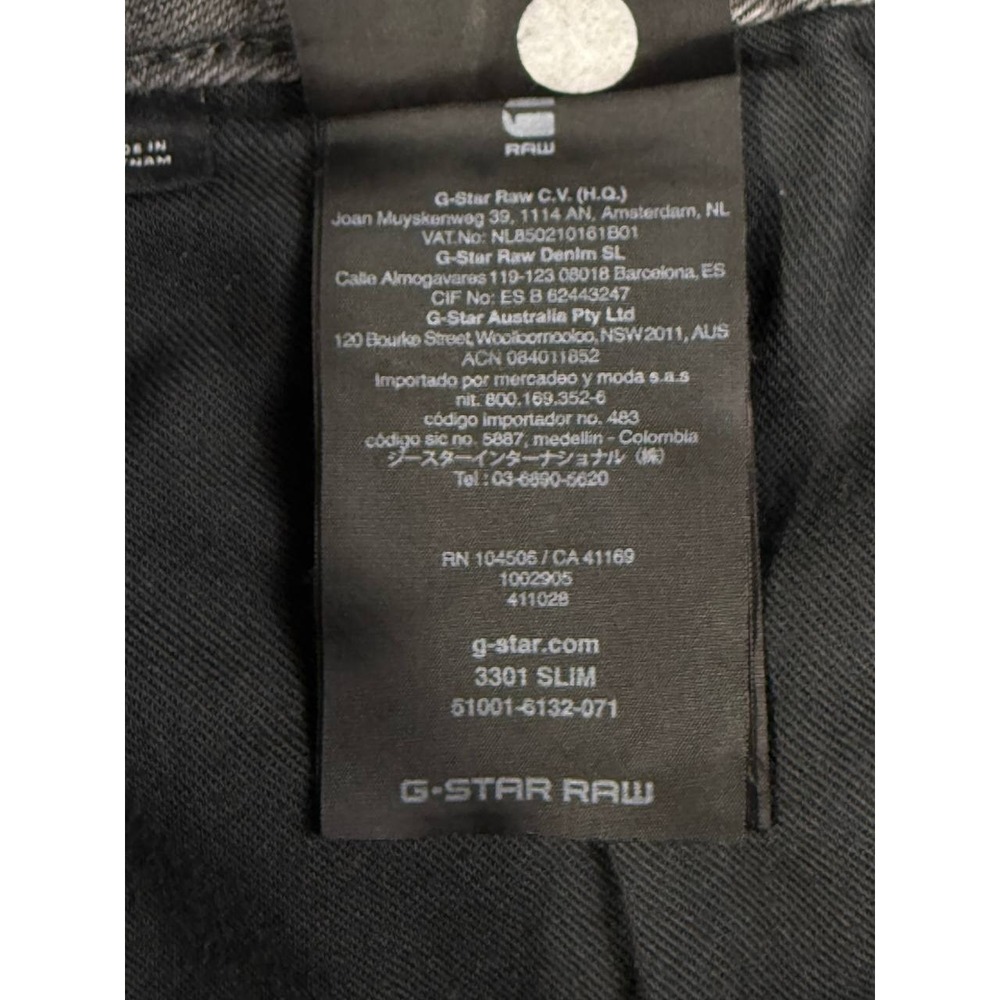 G-Star RAW 3301 Slim Gray Denim Straight Jeans Men's Size 29x32 - Picture 9 of 11